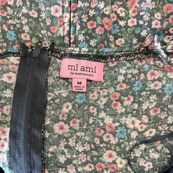 Mi Ami for Francesca’s Floral Mini Dress Size M Tie Front Spaghetti Strap - Picture 4 of 4